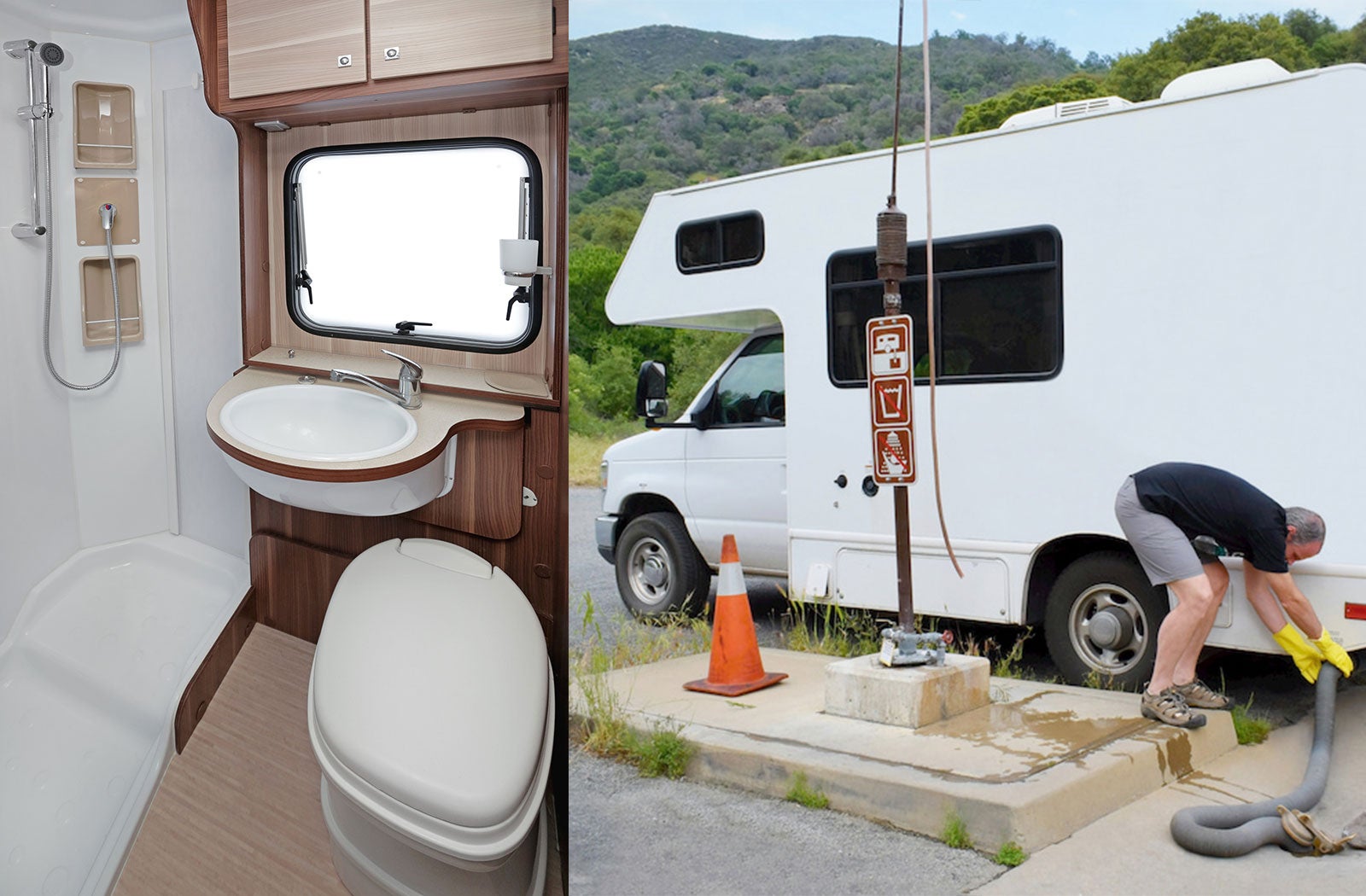 Portable RV/camper toilet and holding tank setup in Billings, Montana