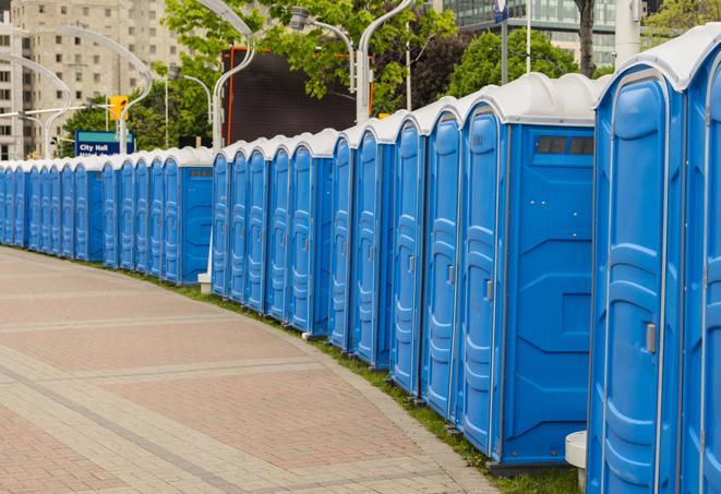 Seasonal porta potty units set up at a Billings, Montana venue